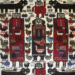 فرش دستباف بلوچ طرح عکسي هوشنگ شاه سایز قاليچه رنگ زمینه كرم رنگ حاشیه كرم کد ۳۹۲۴۶