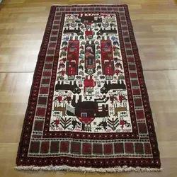 فرش دستباف بلوچ طرح عکسي هوشنگ شاه سایز قاليچه رنگ زمینه كرم رنگ حاشیه كرم کد ۳۹۲۴۶