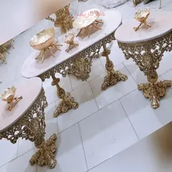 جلو مبلی دوتاج  3 تیکه صفحه سنگ جنس آلیاژ آلومنیوم آبکاری برنز با کارت گارانتی