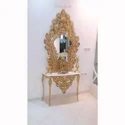 آینه کنسول محرابی جنس آلیاژ آلومنیوم آبکاری برنز تولید اصفهان با رنگ ثابت