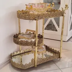 میز بار 3 طبقه جنس آلیاژ آلومنیوم آبکاری برنز با ضمانت و کارت گارانتی