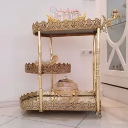 میز بار 3 طبقه جنس آلیاژ آلومنیوم آبکاری برنز با ضمانت و کارت گارانتی