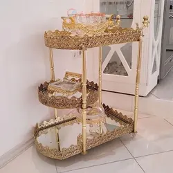 میز بار 3 طبقه جنس آلیاژ آلومنیوم آبکاری برنز با ضمانت و کارت گارانتی