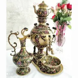 سماور تمام برنزی 6 لیتری، میناکاری شده سنگین و مدل روسی، بسیار زیبا و با کیفیت بالا