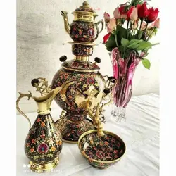 سماور ذغالی 6 لیتری برنجی، سنگین وزن، مدل روسی، زیبا و خاص، با کیفیت تضمینی