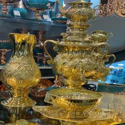 سماور برقی 4 لیتری مدل قراس با جنس ورق برنج بسیار با کیفیت و ضخیم، قلم دست