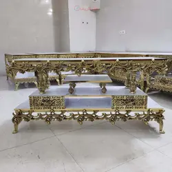 میز تلویزیون طرح گل s جنس آلیاژ آلومینیوم آبکاری برنج، با ضمانت آبکاری و ورق درجه 1 ضخیم