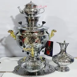 سماور برنجی 10 لیتری، صدف گازی با ورق ضخیم و با کیفیت، قلم دست اعلاء استاد، با ضمانت