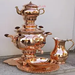 سرویس سماور مسی 4 لیتری، دارای ورق ضخیم با کیفیت و درجه 1، بسیار با کیفیت و با ضمانت