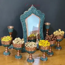 سروس آینه شمعدان و هفت سین فیروزه کوبی, مس و‌ پرداز و خاتم کاری، با طراحی شیک و زیبا