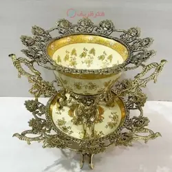 ست میوه خوری و شیرینی خوری با ظرف اصلی در دو طرح کرم و سرمه ای، بسیار زیبا و شیک