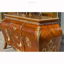 کنسول همراه آینه و قاب آینه، چوب روس، روکش مازول ایتالیایی، برنز برنج، با دوام و ماندگاری بالا