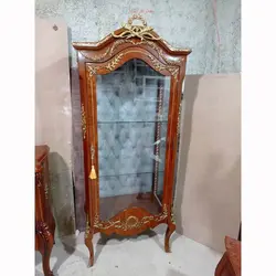 ویترین گنبدی لمسه کاری شده، چوب روس، روکش مازول ایتالیایی و برنز برنج، بسیار زیبا و شیک