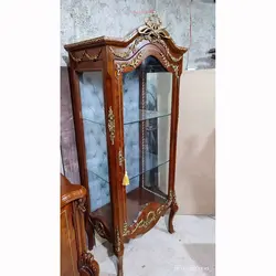 ویترین گنبدی لمسه کاری شده، چوب روس، روکش مازول ایتالیایی و برنز برنج، بسیار زیبا و شیک