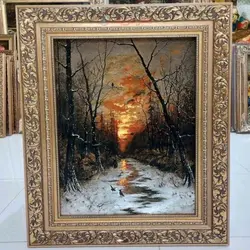 تابلو فرش دستبافت تبریز طرح منظره پاییزی با رنگ بندی بسیار زیبا و شیک، مناسب منزل و محل کار