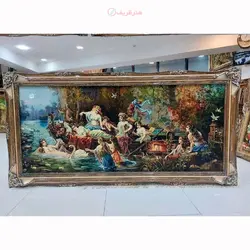 تابلو فرش دستبافت تبریز طرح 10 پری، چله ابریشم، سایز بزرگ، مارکدار اصل و بسیار زیبا و شیک