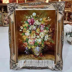 تابلو فرش دستبافت تبریز طرح گل طولی چله ابریشم، بسیار زیبا شیک، مناسب دکور منزل و محل کار