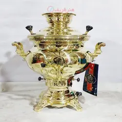 سماور گازی برنجی ۶ لیتری نسترن، رنگبندی، ورق ضخیم برنجی، با دوام بالا و رنگ های چشم نواز