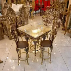 میز ناهارخوری 4 نفره با روکش برنز، کار شده با آلومینبوم درجه 1 و ورق ضخیم، با کیفیت بالا