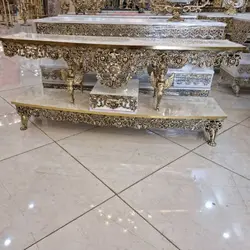 میز تلوزیون نیم گرد روکش برنز، مدل گل سرخ، بسیار زیبا و شیک، آلومینیوم درجه 1