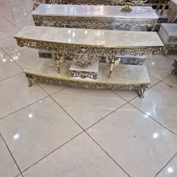 میز تلوزیون نیم گرد روکش برنز، مدل گل سرخ، بسیار زیبا و شیک، آلومینیوم درجه 1
