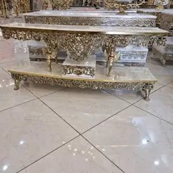 میز تلوزیون نیم گرد روکش برنز، مدل گل سرخ، بسیار زیبا و شیک، آلومینیوم درجه 1