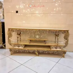 میز تلویزیون برنجی مدل طاووس، برنج اصل، بسیار زیبا و شیک، با کیفیت و ماندگار