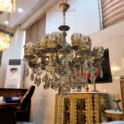 لوستر روکش برنز 16 لامپ، آلومینیوم درجه 1، بسیار زیبا و شیک، ورق ضخیم، باضمانت کیفیت