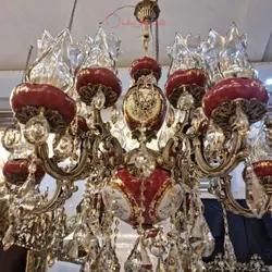 لوستر 6 شاخه برنزی، ترکیب برنز و سرامیک، برنز درجه 1، بسیار زیبا و شیک، باضمانت کیفیت