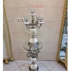 میز و شمعدان روکش برنز، آبکاری نیکل، ترکیب با سرامیک، دارای رنگ بندی،با ضمانت کیفیت کالا