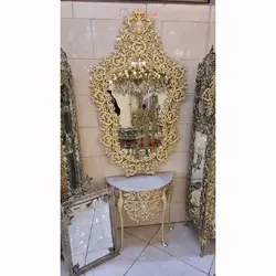 آیینه کنسول تاجدار با طراحی خاص و جدید رنگ ثابت و روکش برنز محصول اصفهان