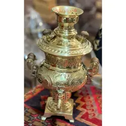 سرویس سماور دو نیم لیتری صدفی قلم دسته توری،  پایه مربع، با رنگ ماندگار و کیفیت درجه یک