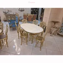 میز نهارخوری ۶ نفره روکش برنز با رنگ ثابت، کیفیت اعلاء و ضخامت بالا، محصول اصفهان