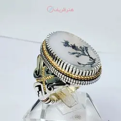 انگشتر شجر تک درخت کلکسیونی، با نگین شجر و رکاب طلا نقره، هنر دست