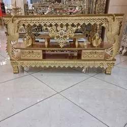 میز ال سی دی، جنس آلیاژ و رویه ام دی اف طلایی درجه یک با کیفیت ممتاز و رنگ ثابت