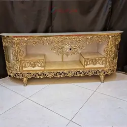 میز ال سی دی برنجی رویه ام دی اف طرح سنگ طراحی بسیار عالی