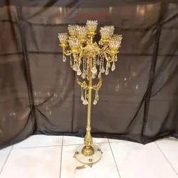 آباژور ایستاده دوبل جنس آلیاژ آبکاری شده 11 شعله، با کیفیت ممتاز