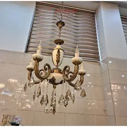 لوستر 5 شاخه برنز، با کریستال درجه یک و ماندگار