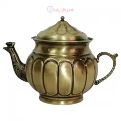 سرویس سماور زغالی 5 پارچه برنجی مدل عدسی ظرفیت 3 لیتر