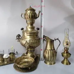 سرویس سماور زغالی برنجی ۱۲ پارچه ظرفیت 3 لیتر