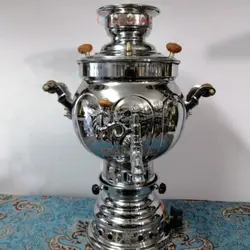 سماور گازی برنجی ضخیم با روکش کروم ظرفیت 6 لیتر