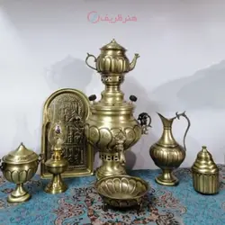 سرویس سماور زغالی برنجی ۸ پارچه ظرفیت 3/5