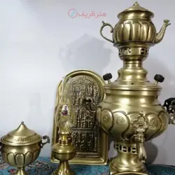 سرویس سماور زغالی برنجی ۸ پارچه ظرفیت 3/5