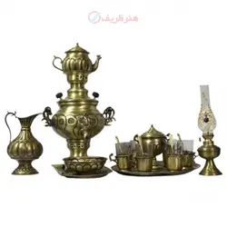 سرویس سماور زغالی برنجی ۲۰ پارچه ظرفیت 3/5 لیتر
