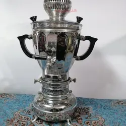 سماور نفتی برنجی طرح قدیم با روکش کروم ظرفیت ۴ لیتر