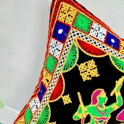 کاور کوسن سوزندوزی طرح عروسک رقصان دوخت فوق العاده کیفیتی با رنگ های زیبا  کد 1-11 به قیمت تولیدی