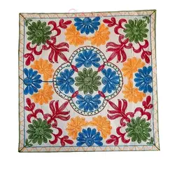 کاور کوسن سوزندوزی  مدل گل ابی با پارچه کتان درجه یک کد 1-10 زیر قیمت بازار