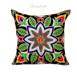 کاور کوسن سوزن دوزی مدل خورشید سبز پارچه مخمل کد 1-5 پارچه درجه یک