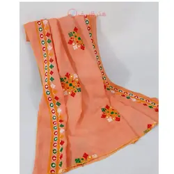 شال سوزندوزی طرح مثلث اینه کاری با پارچه نخی درجه یک و کار شده  کد 013، زیر قیمت بازار