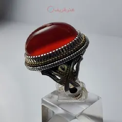 انگشتر فوق کلکسیونی عقیق سرخ رکاب فنی تخصصی طلا و نقره اثر استاد دانیال بسیار خاص